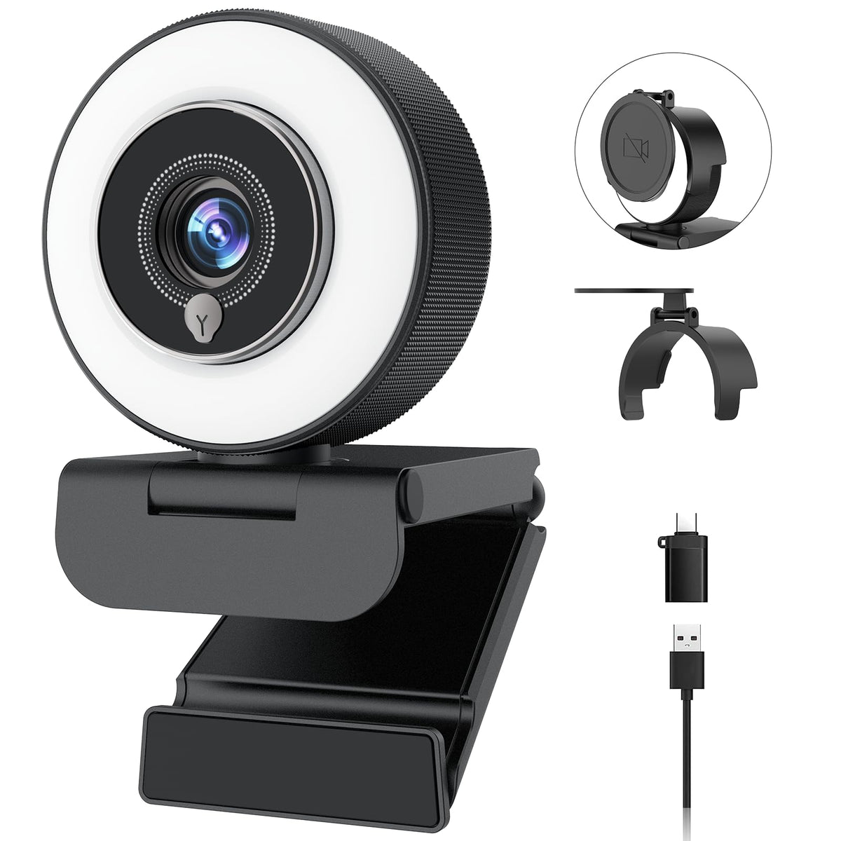 Angetube 4K Webcam with Ring Light, Computer Web Cam | Computer Access - Image 1