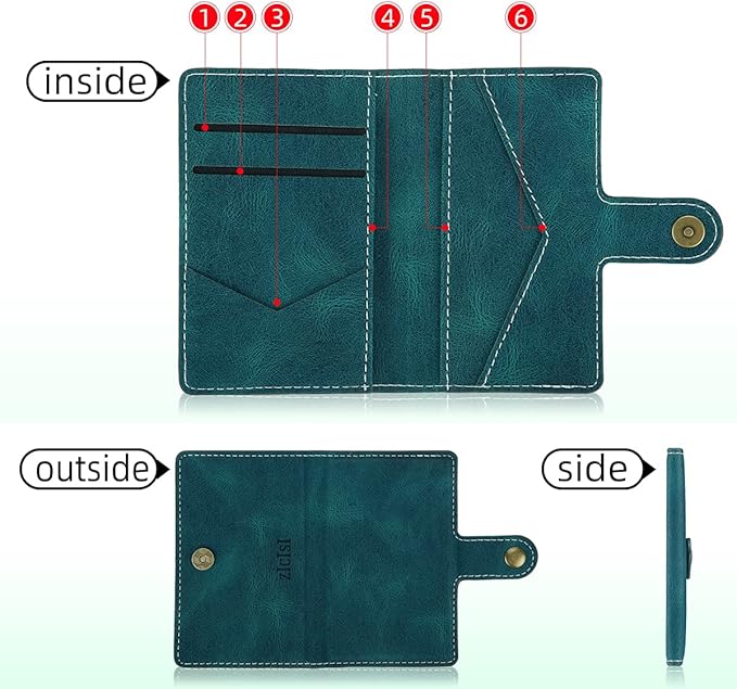 Magnetic Phone Wallet,Compatible with Magsafe Wallet for iPhone 16/15/14 Pro Max/14 Pro/14 Plus/13/12 Series,5 Card Holders with Magsafe and RFID Blocking,Vegan Leather,Teal