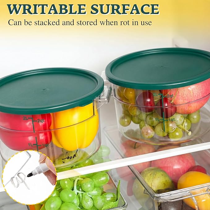 1 Pcs Dough Proofing Bucket with Lid, Round Food Storage Container 2 Qt Dough Bucket Clear Translucent Containers with Green Scale(Green)