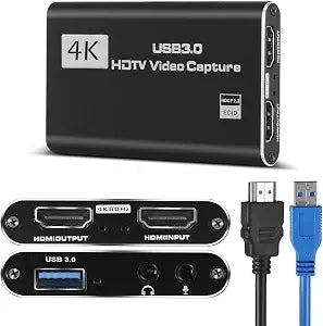 4K HD Video Capture Card, Plug & Play USB 3.0, No Driver Needed
