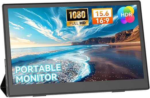 15.6 Inch Portable Monitor, 1080P FHD USB-C HDMI Computer Display,