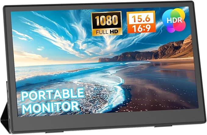 15.6 Inch Portable Monitor, 1080P FHD USB-C HDMI Computer Display,