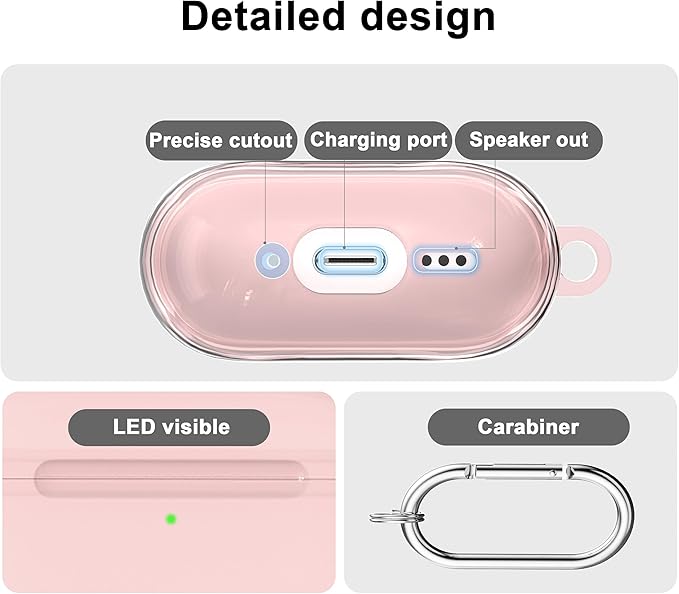 RFUNGUANGO AirPods Pro Case Clear, Soft TPU Transparent with Cleaning Kit & Keychain, Compatible with Magsafe, Compatible Apple AirPods Pro 2nd/1st Generation Protective Case, Pink