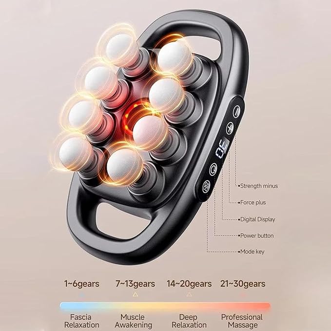 8-Head Massage Gun Set with 30 Levels & 3 Modes, Massage Gun Deep Tissue Neck Massager with 8 Heads, for Deep Tissue, Back, Shoulders, Legs, Pain Relief