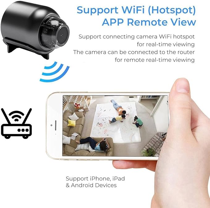 1080P HD Mini WiFi Camera - Night Vision Included, Motion Detection Remote Monitoring 160° Wide Angle Micro Monitor Small Cam for Baby Room Home Office Warehouse (1PCS)