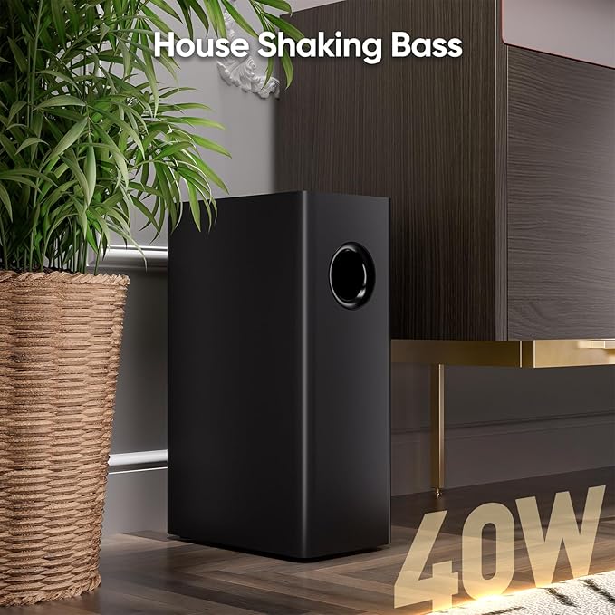 Sound Bar for Smart TV, 90W Compact Soundbar TV Speaker with Subwoofer, 2.1Channel Home Theater Surround Sound System with Crisp Vocals and Deep Bass for TV PC Projector.