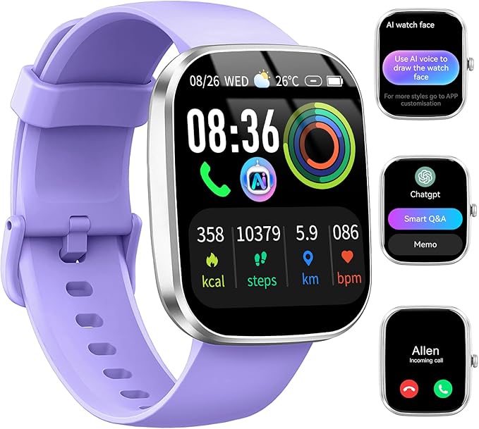 AI Smart Watch with ChatGPT, 1.91" Bluetooth Calling Smartwatch for Men Women, 110+ Fitness Modes Activity Tracker, Sleep/Heart Rate/Calorie Monitor, IP68 Waterproof Step Counter for Android iOS