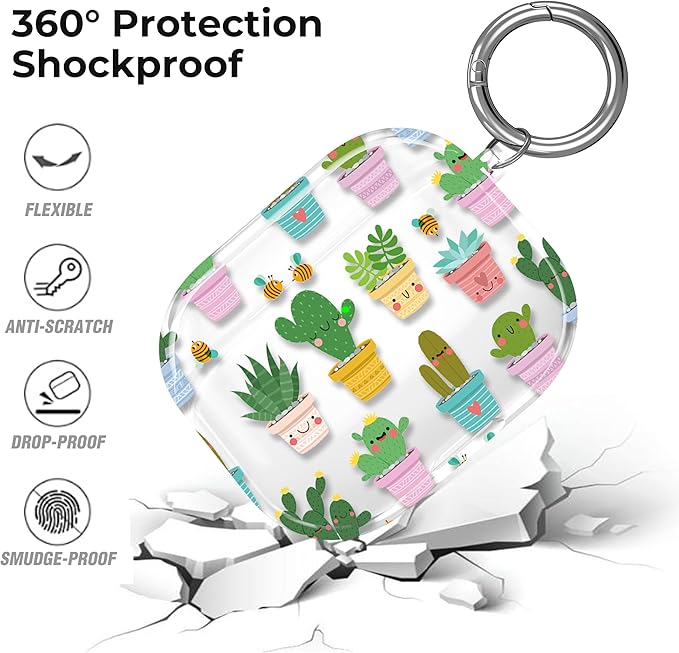 Maxjoy for AirPods 3 Case, Clear AirPod 3rd Generation Case for Women Girly Cute Soft Protective AirPods 3 Cover with Keychain for AirPod 3rd Generation Charging Cover 2021, Cactus