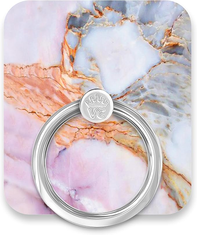 Velvet Caviar Cell Phone Ring Holder - Finger Ring & Stand - Improves Phone Grip Compatible with iPhone, Galaxy and Most Cases (Except Silicone/Leather) - White Marble