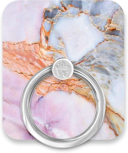 Velvet Caviar Cell Phone Ring Holder - Finger Ring & Stand - Improves Phone Grip Compatible with iPhone, Galaxy and Most Cases (Except Silicone/Leather) - White Marble
