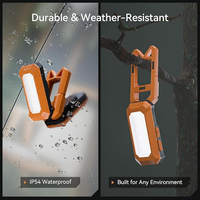 Rechargeable LED Work Light Cordless, 3000K-6500K CCT 500 Lumen, 40Hour Max, Adjustable 180° Stand IP54 Waterproof Compact Portable Job Site Lighting for Auto Repair DIY Outdoor Camping, Gift for Man
