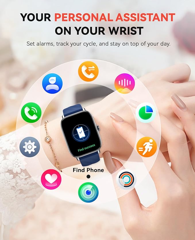 Smart Watches Fitness Tracker for Women Men with Step Counter, Sleep Calorie Monitor, Pedometer, IP68 Waterproof, Smartwatch with 120+ Sports for iPhone Android (Blue)
