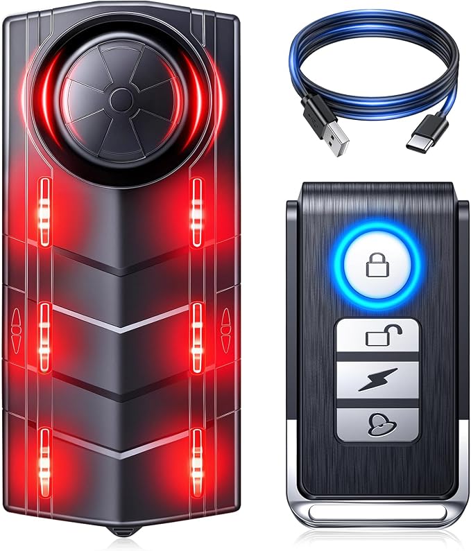 Upgraded 115dB Car Alarm System, Wireless Anti-Theft Vibration Sensor