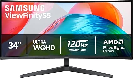 Samsung 34" ViewFinity S5 (S55GH) Ultrawide QHD 120Hz Curved Monitor