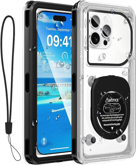 [Up to 7.0"] Waterproof Phone Case, IPX8 Waterproof Phone Pouch for iPhone 17 Pro Max/17 Pro/17/16/15/14/13, Samsung Galaxy S25/S24/S23 Ultra, Google/Moto - Black