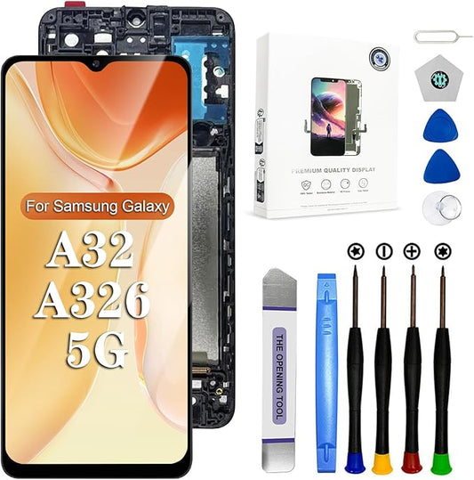 EFAITHFIX for Samsung Galaxy A32 5G Screen Replacement with Frame 6.5 Inch LCD Display Digitizer for Samsung A326U A326B A326A A326W S326DL Screen Replacement Touch Screen Assembly with Repair Tools