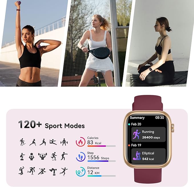 Smart Watch for Men Women(Answer/Make Call), 1.83" Fitness Watch with Heart Rate/Blood Pressure/Blood Oxygen, Pedometer, Sleep Tracker,120+ Sport Modes, IP68 Waterproof Fitness Tracker for Android iOS