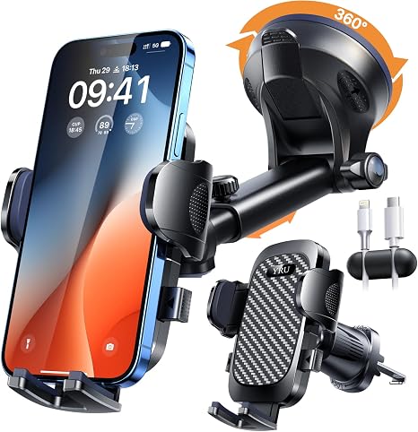 YRU True Military-Grade 360°Rotation Suction 2026 Ultimate Car Phone Holder