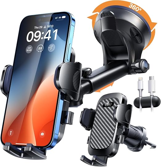 YRU True Military-Grade 360°Rotation Suction 2026 Ultimate Car Phone Holder