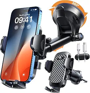YRU True Military-Grade 360°Rotation Suction 2026 Ultimate Car Phone Holder