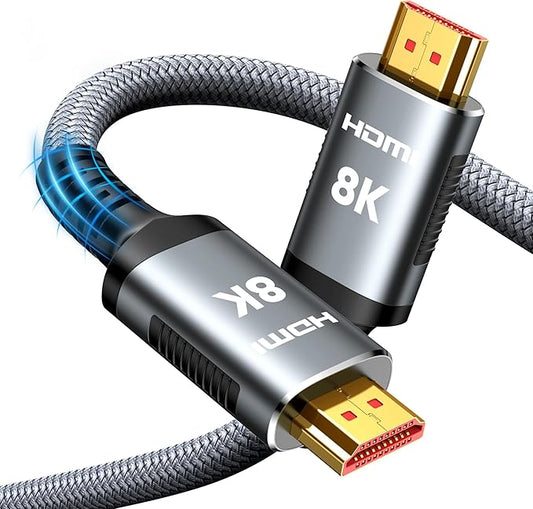Snowkids 8K HDMI Cable 10 FT Grey, 48Gbps Ultra High-Speed HDMI 2.1 Cables Cord, 10K 8K@60Hz, 4K@120Hz Compatible for TV/Laptop/Monitor/PS-5/X-box/Projector/Entertainment, Sound System & More
