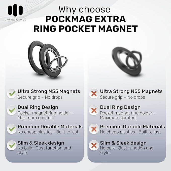 Ultra-Strong Magnetic Phone Ring Holder for MagSafe ??360° Rotation, Dual-Sided Finger Ring Grip & Kickstand ??Compatible with iPhone 16 Pro Max 15 14 13 12 Mag Safe Accessories (Misty Black)