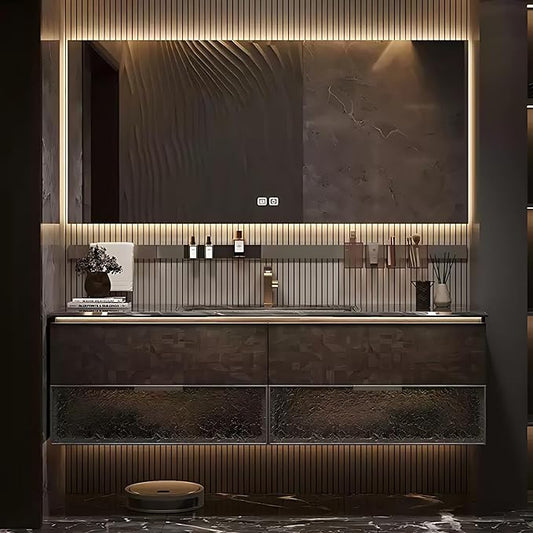 52in Luxury Bathroom Vanities - Bathroom Vanity with Sink, Wall-Mounted Storage with 2 Large Side Cabinets Intelligent Defogging & Led Lights | Multi-Layer Solid Wood