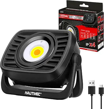 HAUTMEC 1500LM COB Rechargeable Work Light, Rotatable Magnetic Work Light