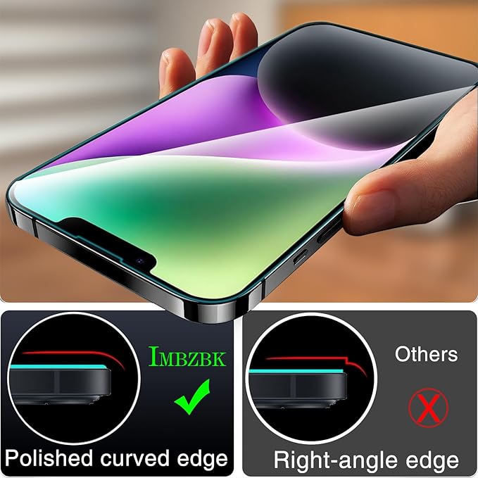 IMBZBK [Auto-Dust Removal] 3 Pack Screen Protector for iPhone 14 [6.1 INCH] Accessories, Case Friendly Film, Military Grade Shatterproof Tempered Glass 3 Camera Lens Protector, Easy Installation