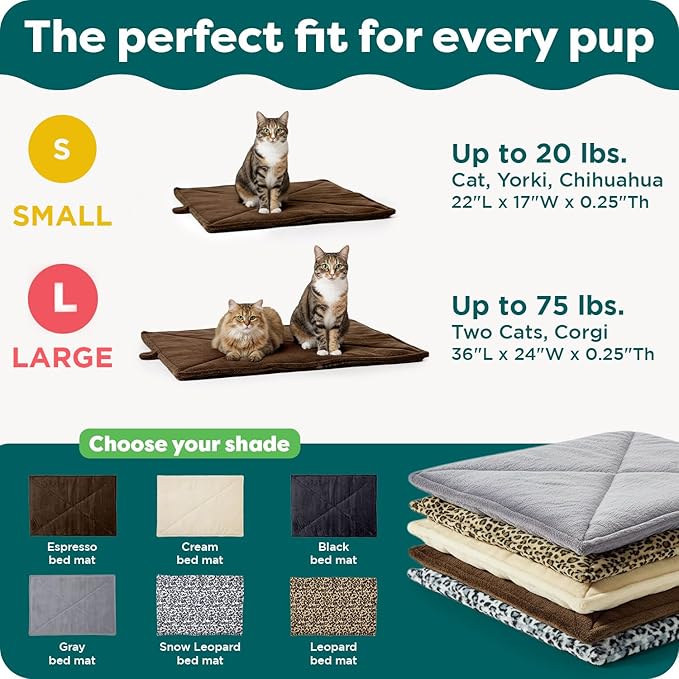 FurHaven ThermaNAP Self Warming Cat Mat/Dog Bed for Crates with Self-Warming Technology for Cozy Rest, Fully Machine Washable, Small, Plush Faux Fur, Gray