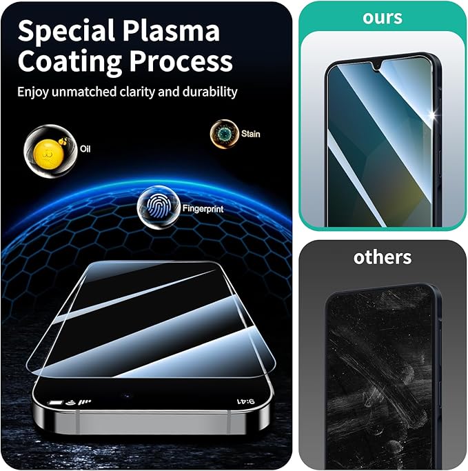 Privacy Screen Protector for Samsung A16/A26/A17, Anti-Spy Tempered Glass, Double Shatterproof 9H Hardness, Private Black Dark Protection, Anti-Scratch Impact Resistant Case-Friendly - 3 Pack