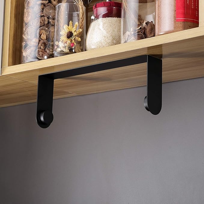 YIGII Black Paper Towel Holder Wall Mount - Under Cabinet Self Adhesive Paper Towel Rack for Kitchen, SUS-304 Stainless Steel