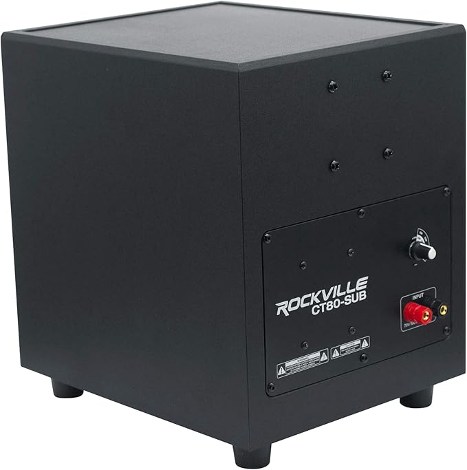 Rockville CT80 8" 70V Commercial Subwoofer, Wall-Mount Bracket, Deep Bass, Wide Frequency, Durable Build, for Restaurants and Conference Rooms