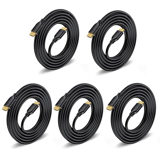 4K HDMI Cable 10FT 5-Pack, HDMI Cord 10 Foot High Speed HDMI to HDMI Cable 4K@60Hz, 2K 1440P@144Hz, 1080P, HDCP 2.2, HDR, 3D, ARC & Ethernet for HDTV, Laptop, Monitor, PS5, PS4, Xbox