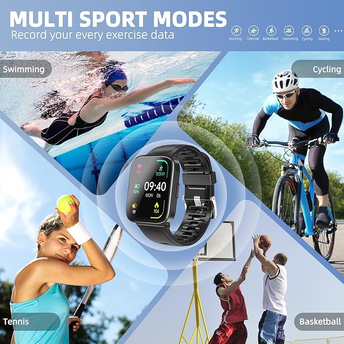 Smart Watch, 5ATM Waterproof Fitness Men's Smartwatch, 1.69'' Touch Screen Fitness Watch, Multi-Sport Mode Smartwatch, Compatible with Android iOS Phones
