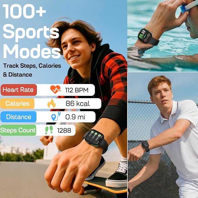 MorePro Smart Watch (Answer/Make Call), 1.83” Health Fitness Watch with Heart Rate, Blood Pressure,SpO2 and Sleep Monitor, 100+ Sports Modes, IP68 Waterproof Fitness Tracker for Men Women