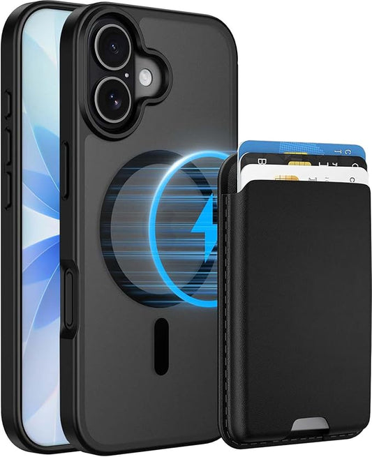 Magnetic for iPhone 17 Case with Detachable Wallet, Compatible with MagSafe, Credit Card Holder with Slim Shockproof Protective Phone Cover, Black