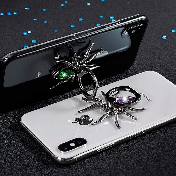 Allengel Spider Phone Ring Holder Stand, Animal Phone Ring Finger Grip Rhinestone Phone Kickstand for All Smartphone - Green