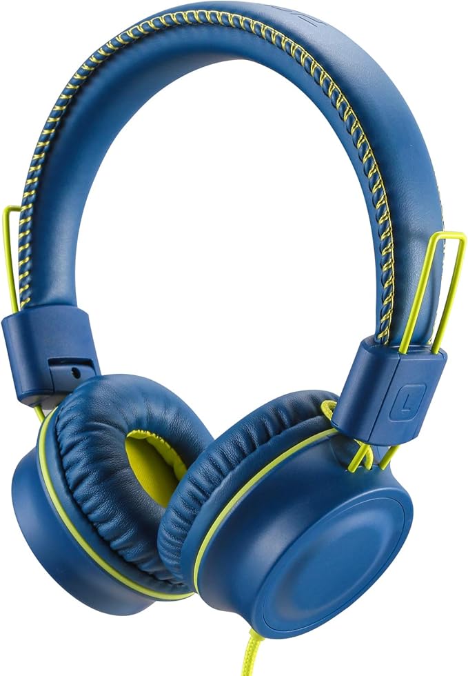 M2 Kids Headphones Wired Headphone for Kids,Foldable Adjustable Stereo Tangle-Free,3.5MM Jack Wire Cord On-Ear Headphone for Children/Teens/Girls/School/Kindle/Airplane/Plane/ (Blue)