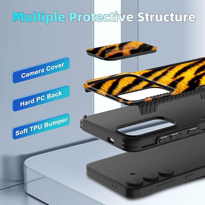for Galaxy S26 Case Built in Slide Camera Lens Cover,Heavy Duty Shockproof Protection Dual Layer Case for Samsung Galaxy S26 6.3" 2026,Tiger Texture Print