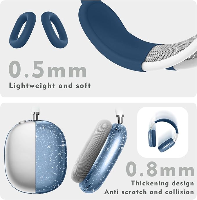 for AirPods Max case Cover,Anti-Scratch Ear Pad Case Cover/Ear Cups Cover/Headband Cover for AirPods Max. Clear Soft TPU and Silicone,Skin Scratch Proof.