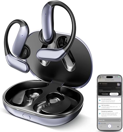 AI Translation Earbuds: 170 Languages & 0.45s Instant Real-Time Translator, Smart AI Headphones with Meeting Notes & Transcription, Bluetooth 6.0 & ENC, Audífonos Traductores