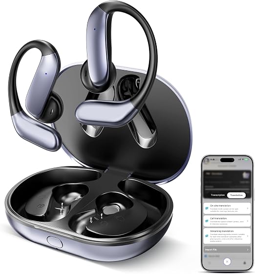 AI Translation Earbuds: 170 Languages & 0.45s Instant Real-Time Translator, Smart AI Headphones with Meeting Notes & Transcription, Bluetooth 6.0 & ENC, Audífonos Traductores