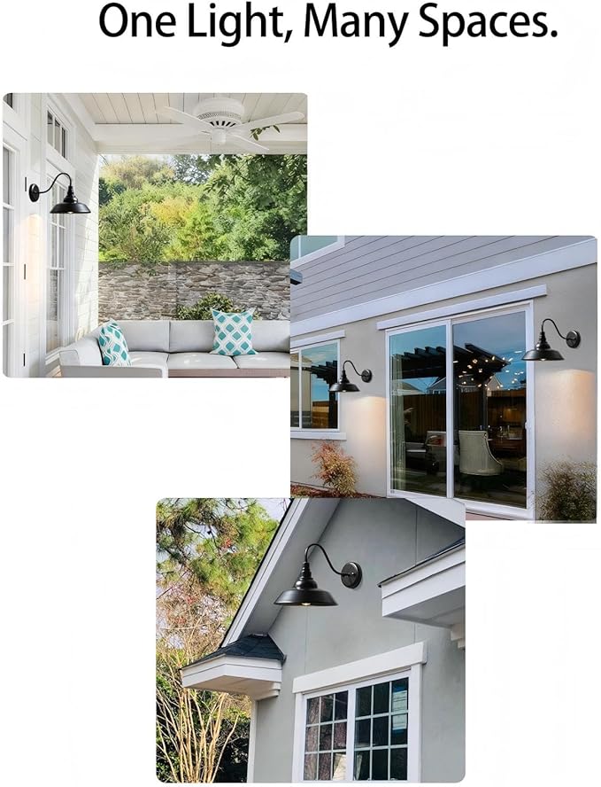 gooseneck barn Light Outdoor Farmhouse Black for Patio Porch Garden