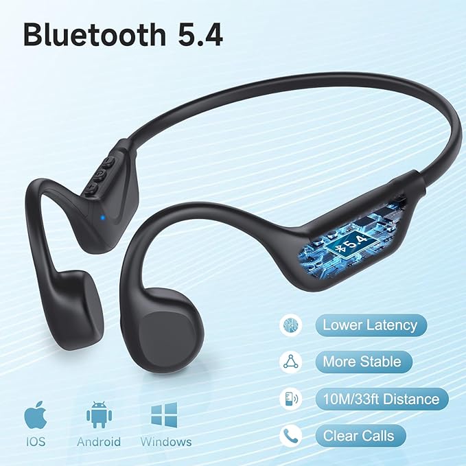 LOBKIN Bone Conduction Headphones Bluetooth 5.4 - Open Ear Headphones Wireless with Mic, IPX5 Waterproof Sports Earphones for Running, Gym Workout, Ski, Cycling