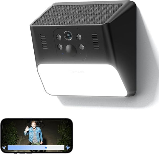Cinnado Outdoor Camera Wireless-2.4G 2K Solar Wall Light Cameras for Home Security with AI Motion Detection, Waterproof,Motion Activated Light, Siren Cloud/SD Storage, Compatible with Alexa,S2