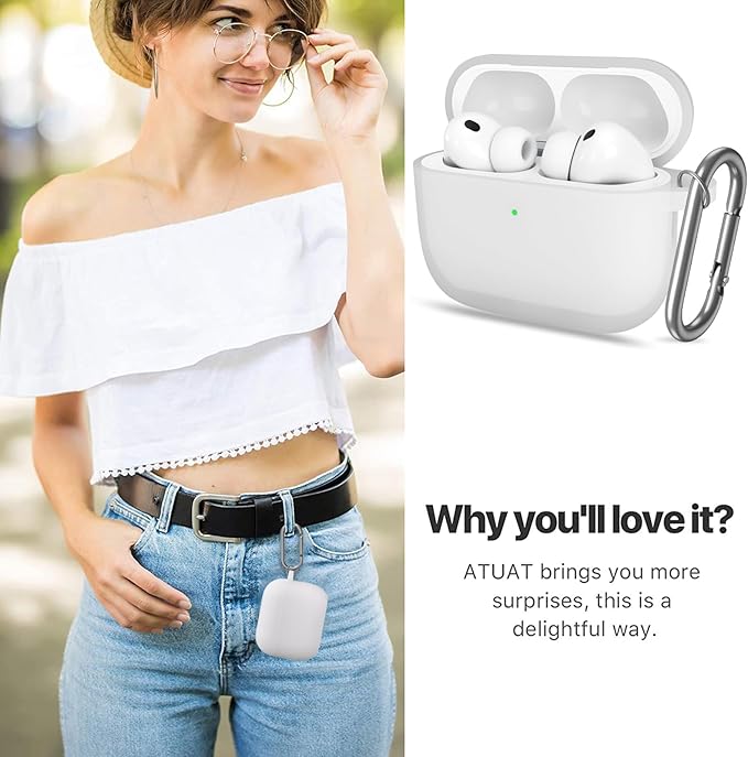 ATUAT for AirPods Pro 3 Case Cover with Cleaner, Protective Soft Silicone Skin with Keychain for Women Men for Apple AirPods Pro 3rd Generation Case(2025), Front LED Visible, Clear