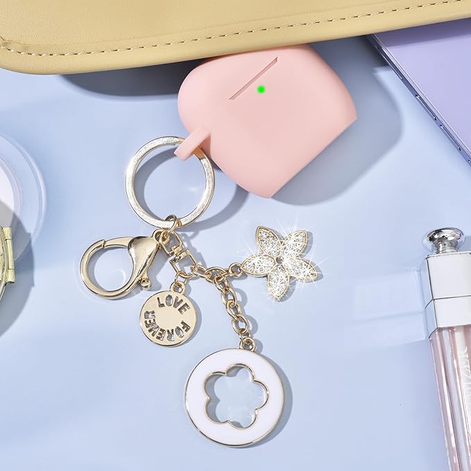 Case Compatible for Apple Airpods 4 - VISOOM Airpods 4 Cases 2024 Cover Women Cute Silicone iPods 4 Earbuds Wireless Accessories Charging Cases Girl Bling Keychain for Airpod iPods 4th Generation