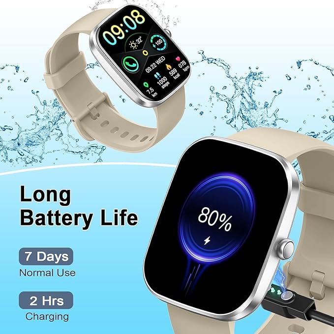 Smart Watch(Answer/Make Call), 1.91" Smartwatch for Men Women, 2026 New Fitness Watch with 110+ Sport Modes, Fitness Activity Tracke with Pedometer/Sleep Monitor/Heart Rate/IP68, Silver-Beige
