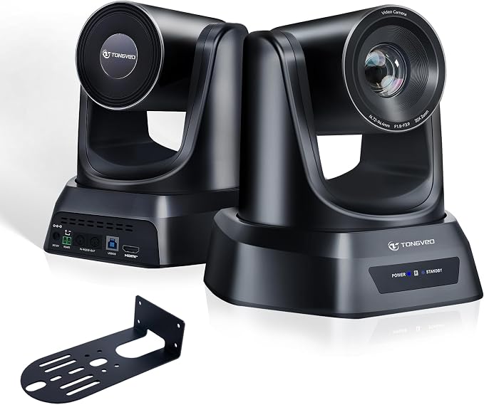 TONGVEO Conference Room PTZ Camera System with 20X Optical Zoom, AI Auto Tracking 1080P 60fps HDMI USB Webcam for Church Streaming Online Video Conference,Compatible with Zoom, OBS Easy Setup（1 pc
